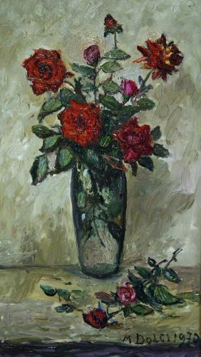  Rose rosse- 70x40- Olio- Anni '70[0121]