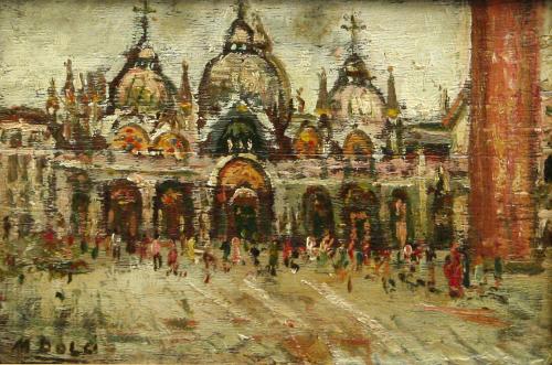  Piazza San Marco a  Venezia- 17,4x25,5- Olio- Anni '60[0294]