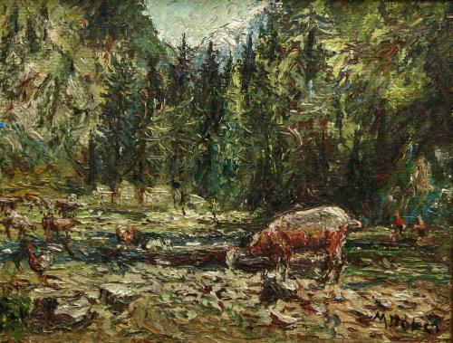  Maiale d 'alta montagna- 30x40- Olio- Anni '80[0348]