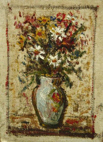  Fiori di campo nel vasetto- 18,5x13,3- Olio- Anni '50[0209]