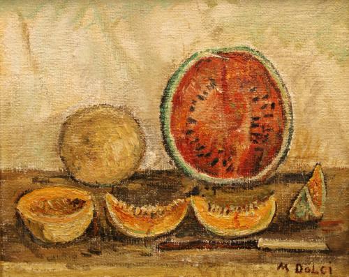 Meloni e anguria- 40,5x50,5- Olio- Anni '70[0549]