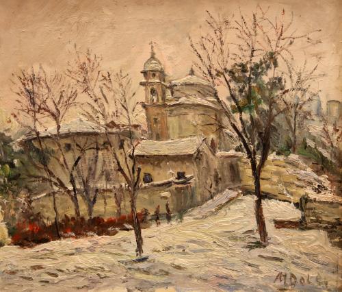 Inverno a San Pietro in Oliveto, Brescia- 51x60- Olio- Anni '60[0567]