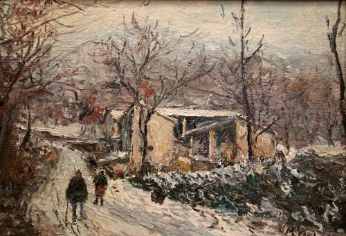 Nevicata sui Ronchi- 34x50- Olio- Anni '80[0782]