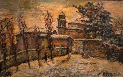 Neve al tramonto su San Pietro - 46,5x73- Olio- Anni '50[0835]