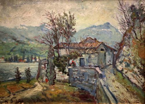 Scorcio lacustre- 50x70- Olio- Anni '50[0837]