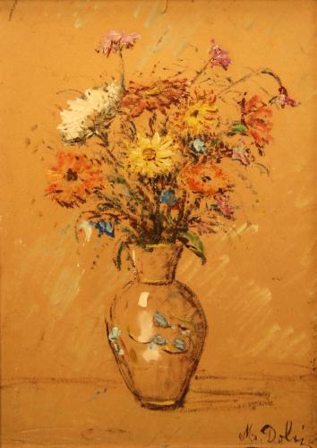 Vaso di fiori- 56,5x40,5- Olio- Anni '50[0839]