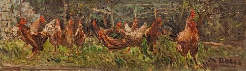 Nel pollaio- 10x35- Olio- Anni '80[0860]