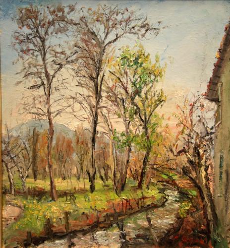 Roggia a Nave- 55x50- Olio- Anni '60[0878]