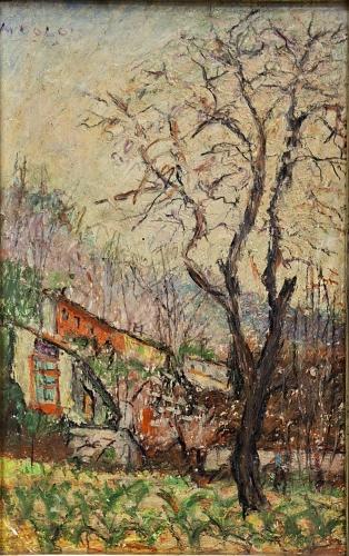 La casa rossa- 36x24- Olio- Anni '60[0887]