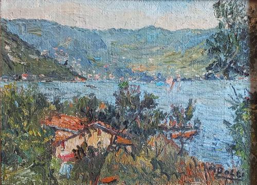 Montisola vista dall'alto- 30x40- Olio- Anni '80[0891]