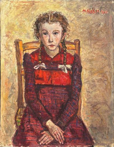 Ragazza con le trecce- 64x49- Olio- Anni '40[0892]