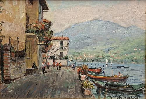Peschiera Maraglio (Montisola)- 35x50- Olio- Anni '70[0900]